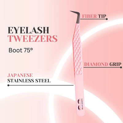 Pink Volume Lash Tweezers – Boot 75°