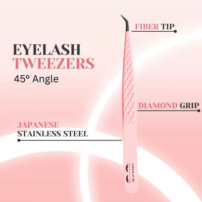 Pink Volume Lash Tweezers –  45°