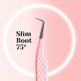 Pink Volume Lash Tweezers – Slim Boot 75°