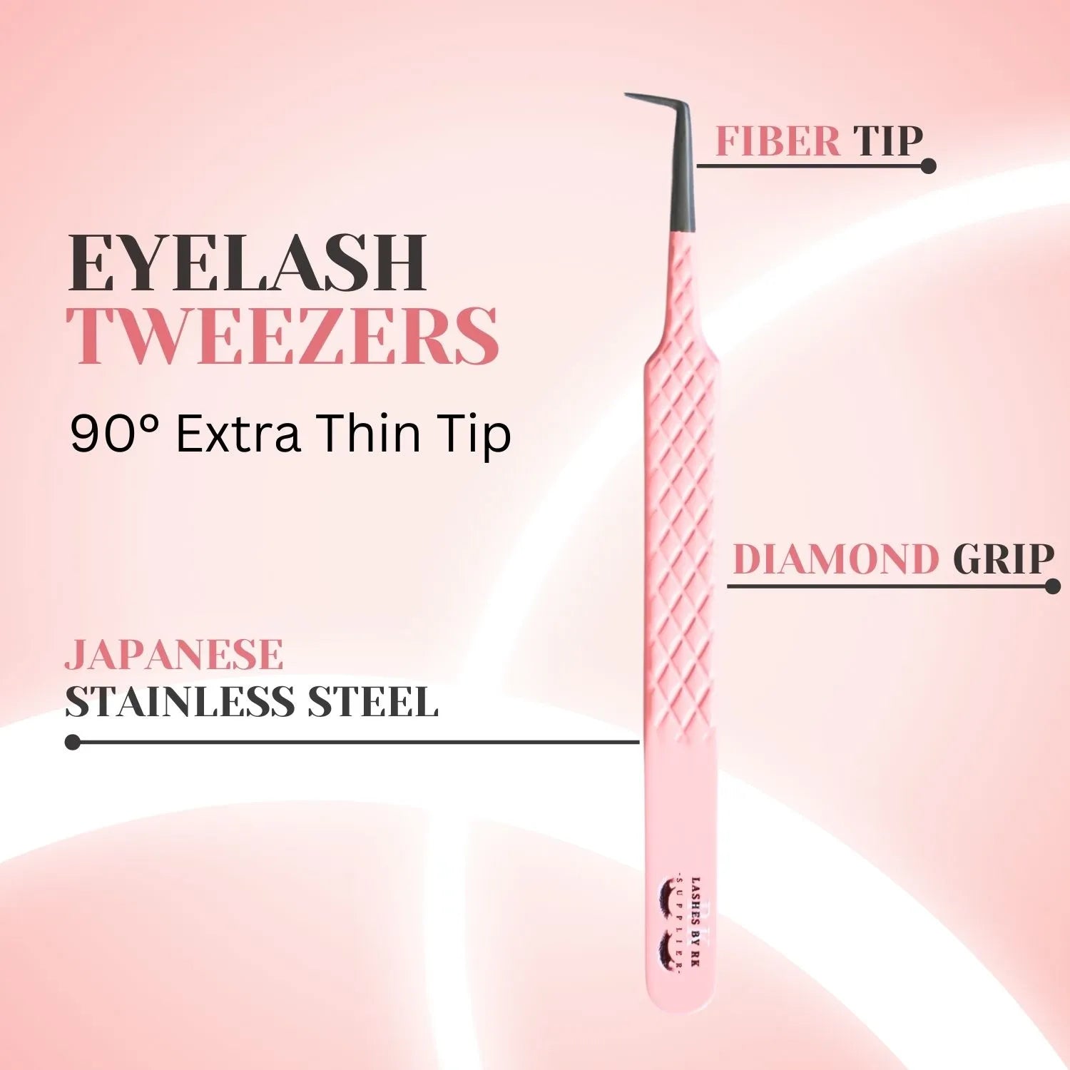 Pink Volume Lash Tweezers –  90° Extra Thin Tip
