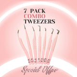 Pink Volume Lash Tweezers - 7 Pack Combo