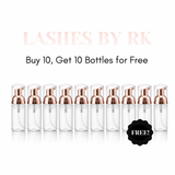 Set of 10 Free clear  lash bottles with rose gold caps.
