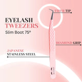 Pink Volume Lash Tweezers – Slim Boot 75°
