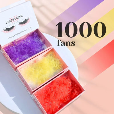 Pro-made coloured fans 6D | 0.07 | 1000 fans/tray